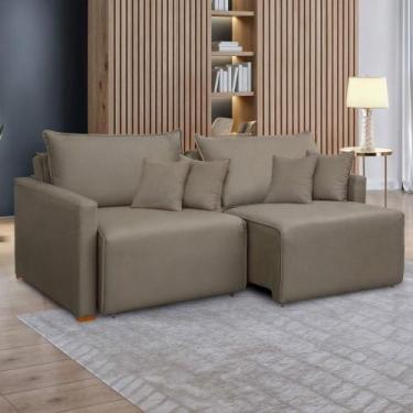 Imagem de Sofá Cama 2 Lugares Júlia Retrátil e Reclinável Veludo/Bege Escuro - C