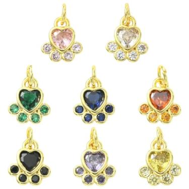 Imagem de UR URLIFEHALL 8 peças, 8 cores, zircônia cúbica, estampa de pata de cachorro, pingentes fofos de pegada de animal, pingentes para fazer você mesmo, colar, pulseira, joias