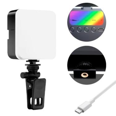 Imagem de Luz De Preenchimento Recarregavel RGB Para Câmera Computador Vídeo Fotografia Luz Portátil Sem fio (RGB + Branco Recarregavel)