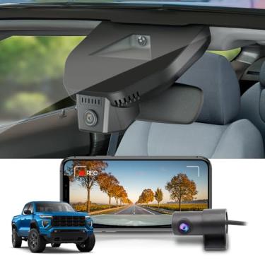 Imagem de Fitcamx Câmera de painel frontal 2K + traseira 1080P para GMC Canyon AT4 AT4X Denali de elevação 2023-2025, estilo OEM, vídeo HD duplo, Wi-Fi e aplicativo, gravação em loop, sensor G, fácil de