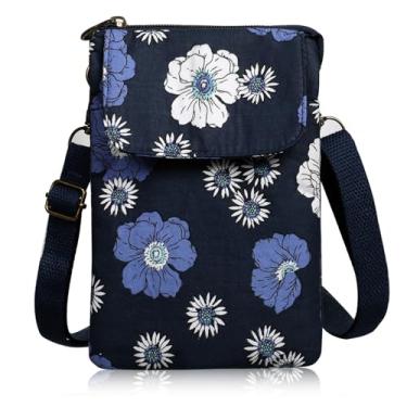 Imagem de Bolsa transversal de lona pequena para celular bolsa transversal feminina de ombro com alça ajustável