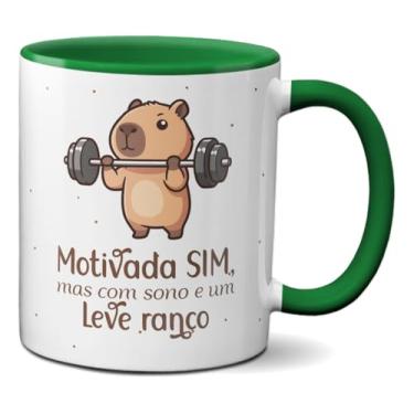 Imagem de Caneca Capivara Fofa Malhando Motivada com Leve Sono (Verde)