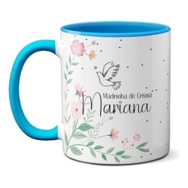 Imagem de Caneca Convite Madrinha de Crisma Personalizada COM Nome (Azul)