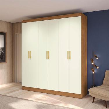Imagem de Guarda-Roupa Casal Annelise 6 Portas 2 Gavetas Canela e Off White