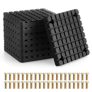 Imagem de Nuanchu 8 peças de substituição de almofadas de braço de borracha quadradas de 4-3/10.2 cm x 4-3/10.2 cm para elevação de carro com 32 parafusos