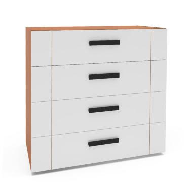 Imagem de Cômoda Lisboa 4 Gavetas Branca e Freijó