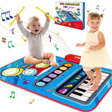 Imagem de Tapete musical Aitbay Baby 1-3 anos com tambor de piano 2 em 1