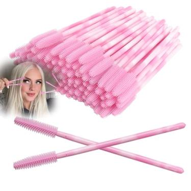 Imagem de Varinhas de rímel de silicone atualizadas, varinha de rímel descartável, carretéis de silicone rosa, escova de cílios macios para extensões de cílios, mastro de dois tons para levantar e sobrancelha