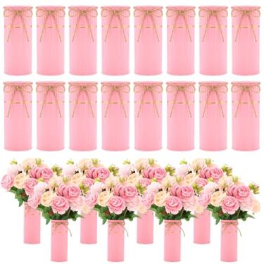 Imagem de Mimorou 16 peças de vasos de 19 cm para centros de mesa, vasos de pedreiro com laço de barbante, vaso de flores de metal galvanizado, rústico, vintage, balde de estanho para flores artificiais, mesa