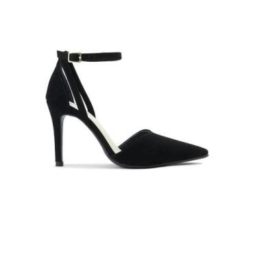 Imagem de Sapato Scarpin Aberto Feminino Bebece Salto Bico Fino, Preto, 38