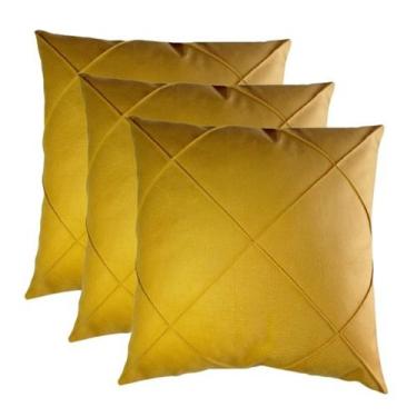 Imagem de Kit 3 Almofada Suede Drapeada Macia Decorativa- 45x45 - Enxovais Anna 