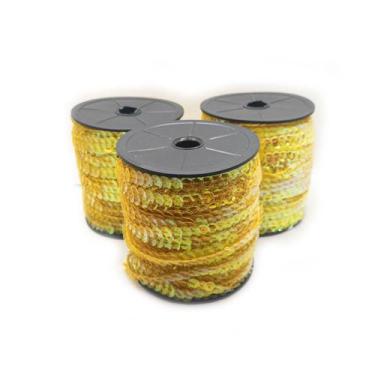 Imagem de Fio Trançado Lantejoula Amarelo Transparente 8mm 50m 180g - Macall