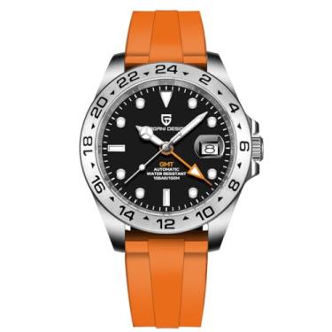 Imagem de CEYADG Pagani Design Relógios masculinos mecânicos automáticos GMT 42 mm esporte impermeável aço inoxidável safira vidro relógio de pulso, B - laranja-R