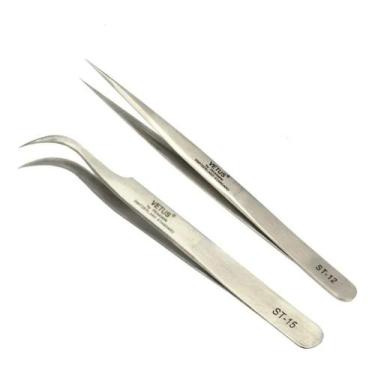 Imagem de Par Pinças Vetus Ts-15 / Ts-12 Extensão Cílios Profissional