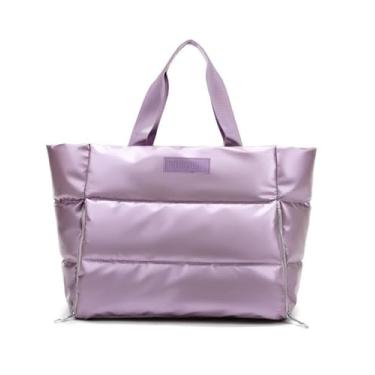 Imagem de Bolsa Puffer perfeita para treino, trabalho e faculdade que cabe notebook - Flexibilizando (Lilás)