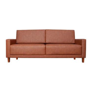 Imagem de Sofá Fixo Material Sintético 2 metros 3 Lugares 2 Almofadas Base de Ma