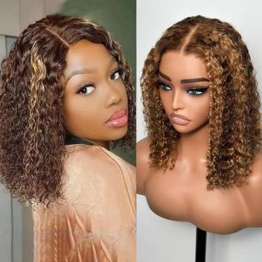 Imagem de Peruca olimaruly Deep Curly Bob Highlight 35 cm de cabelo humano
