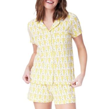 Imagem de Conjunto de pijamas femininos Zelbuck, moderno, de 2 peças com botões