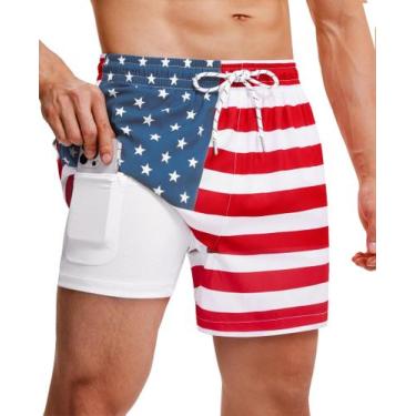 Imagem de Calções de banho masculinos Gleeease com costura interna forrada de co