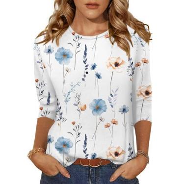 Imagem de Camisa Zeagoo feminina de verão com estampa floral e túnica solta