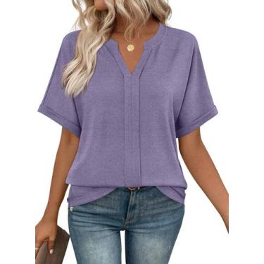 Imagem de Vestido feminino MIHOLL com decote em V e manga curta roxo