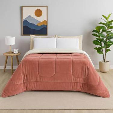 Imagem de Coberdrom Casal Queen Sherpa Dupla Face Pele de Carneiro – Edredom e Cobertor Macio para Inverno(Rose)