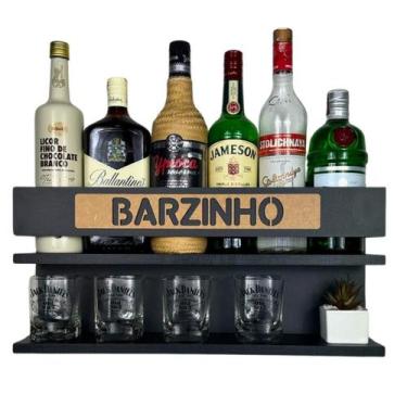 Imagem de Barzinho de Parede Suspenso frase Barzinho tamanho 54 x 26 cor Preto F