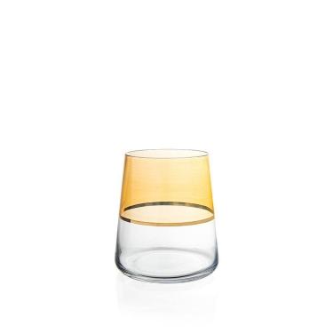 Imagem de Copo Copa E Cia Duo Filetado Ouro 380ml Em Vidro âmbar