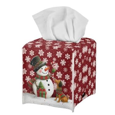 Imagem de Gearider Capas para caixa de lenços de papel facial quadrada dobrável boneco de neve floco de neve à prova d'água organizador de papel facial dispensador para banheiro suporte noturno