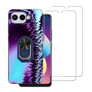 Imagem de DAMONDY Capa para T-Mobile REVVL 8 5G com 2 protetores de tela, design de onda 3D com suporte fofo para homens e meninos, capa completa de TPU macio à prova de choque para T-Mobile REVVL 8 - roxo