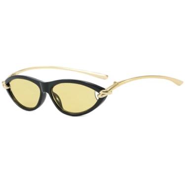 Imagem de Óculos de sol de luxo com armação pequena estilo olho de gato, feminino, fashion, masculino, para dirigir, uso ao ar livre, viagem, UV400 (preto e amarelo)