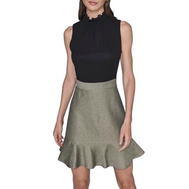 Imagem de Karl Lagerfeld Paris Vestido feminino sem mangas de tweed com bainha evasê, multicor, 36