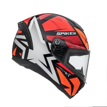 Imagem de Capacete Peels Spike II de Motocicleta, Preto e Vermelho, Design Esportivo, Viseira Fumê. (56)