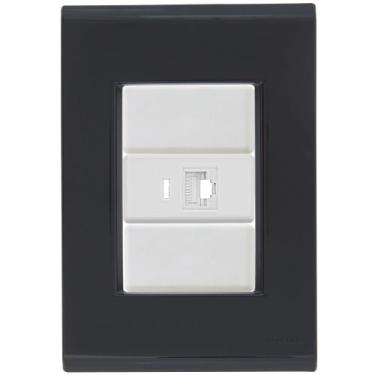 Imagem de Cj Tomada RJ45 RJ 45 Ethernet Liz Grafite Tramontina completo pronto -