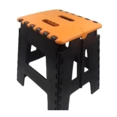 Imagem de Kit 3 Banquinhos Banqueta Dobrável De Plástico Até 100 Kg Resistente Para Viagem(3x Laranja)