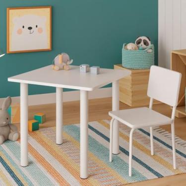 Imagem de Conjunto Infantil Estudo Mesa e Cadeira Branca Compacta