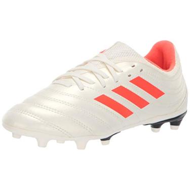 Imagem de adidas Tênis de futebol unissex infantil Copa 19.3 Firm Ground, Branco/vermelho solar/preto, 4 Big Kid