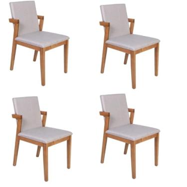 Imagem de Conjunto 4 Cadeiras Estofadas Luna Cinza Claro