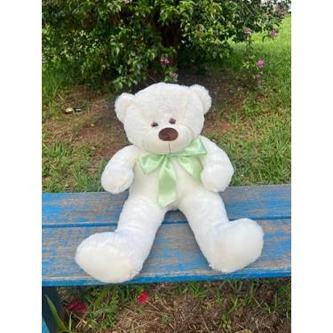 Imagem de Urso De Pelucia Grande Presente Criança 50cm Antialérgico (baunilha laço verde)