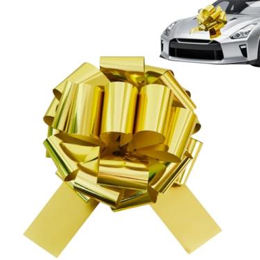 Imagem de TONIFUL Arco grande dourado de 50 cm - Laço gigante grande de alumínio para mesa, carro, bicicletas, brinquedos grandes, candidatos, decoração de porta da frente, embrulho de presente, árvore de Natal