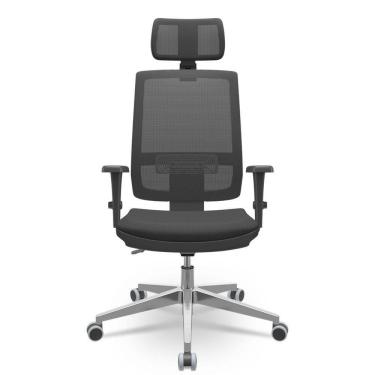 Imagem de Cadeira Brizza Tela 3D Backplax Apoio Aluminio - Aero Preto