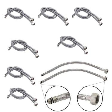 Imagem de Engate Rabicho 80 cm Kit 8 Uni Par Mangueira Monocomando Misturador Flexivel Torneira Agua Fria Quente