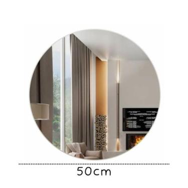 Imagem de Espelho Redondo com Led Luz Círculo de Fogo Lapidado Médio/Grande Deco