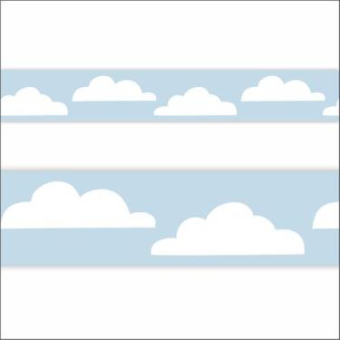 Imagem de Kit 2 Faixas Decorativa Border Nuvens com Fundo Azul Infantil Autocola