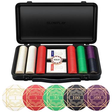 Imagem de Maleta de Poker de Alta Qualidade com 300 Peças e Fichas Numeradas, , 12g, SLOWPLAY, Preta