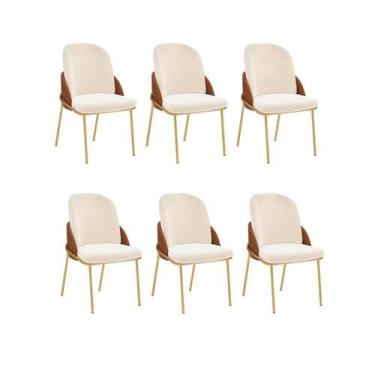 Imagem de Kit 06 Cadeiras em Metal Dourado para Sala de Jantar Vitta - Dj Móveis