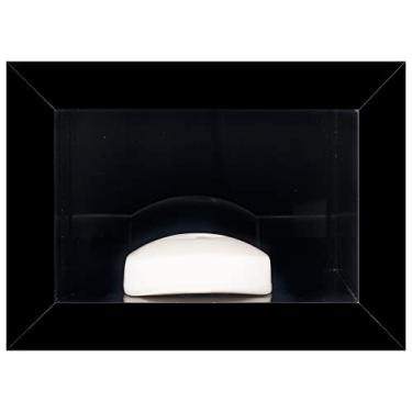 Imagem de Saboneteira de Porcelanato Elegante, Branco - (Preto Absoluto) com Borda de Alumínio, Design Clean para Banheiro e Lavabo