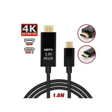 Imagem de Cabo Adaptador USB-C Para HDMI 1.8 Metros Conversor USB Tipo C para HDMI