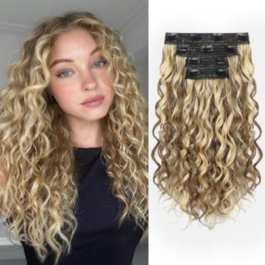 Imagem de Extensões de cabelo REECHO Curly, 4 peças, clipe de 40 cm em marrom ac