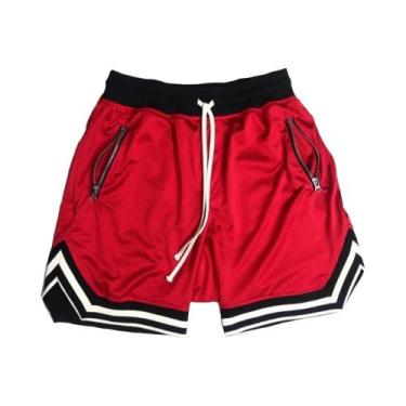 Imagem de Shorts de Basquete Masculino Vermelho - Casual, Respirável para Academ